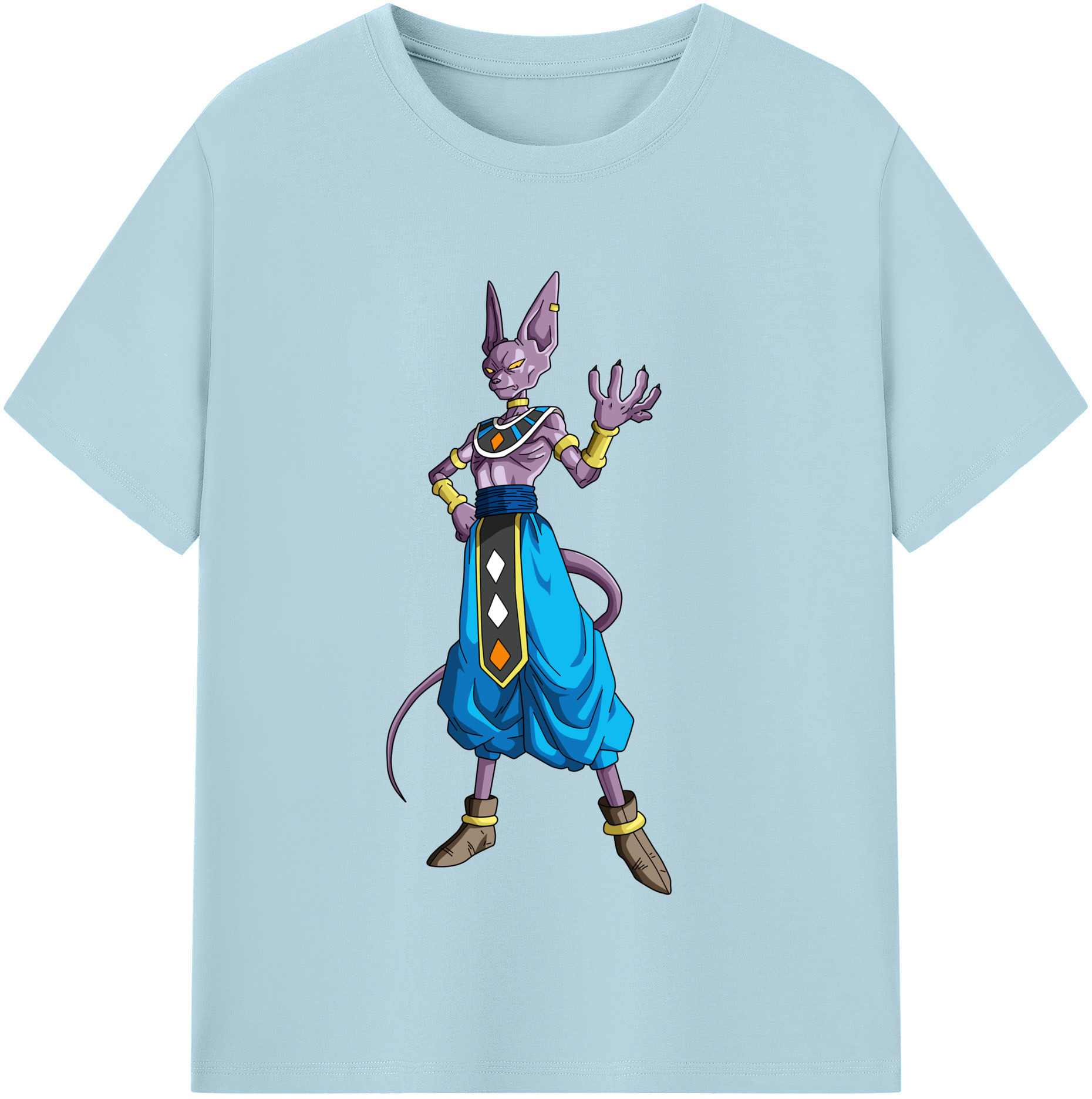 （画像用） ドラゴンボール ビルス 破壊神ビルス DRAGON BALL Beerus Birusu 綿100％半袖Tシャツ（フロントプリント）